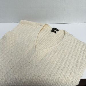 Massimo Dutti NWT Sleeveless V-Neck Sweater Dress Cable Italian Yarn Cream Small